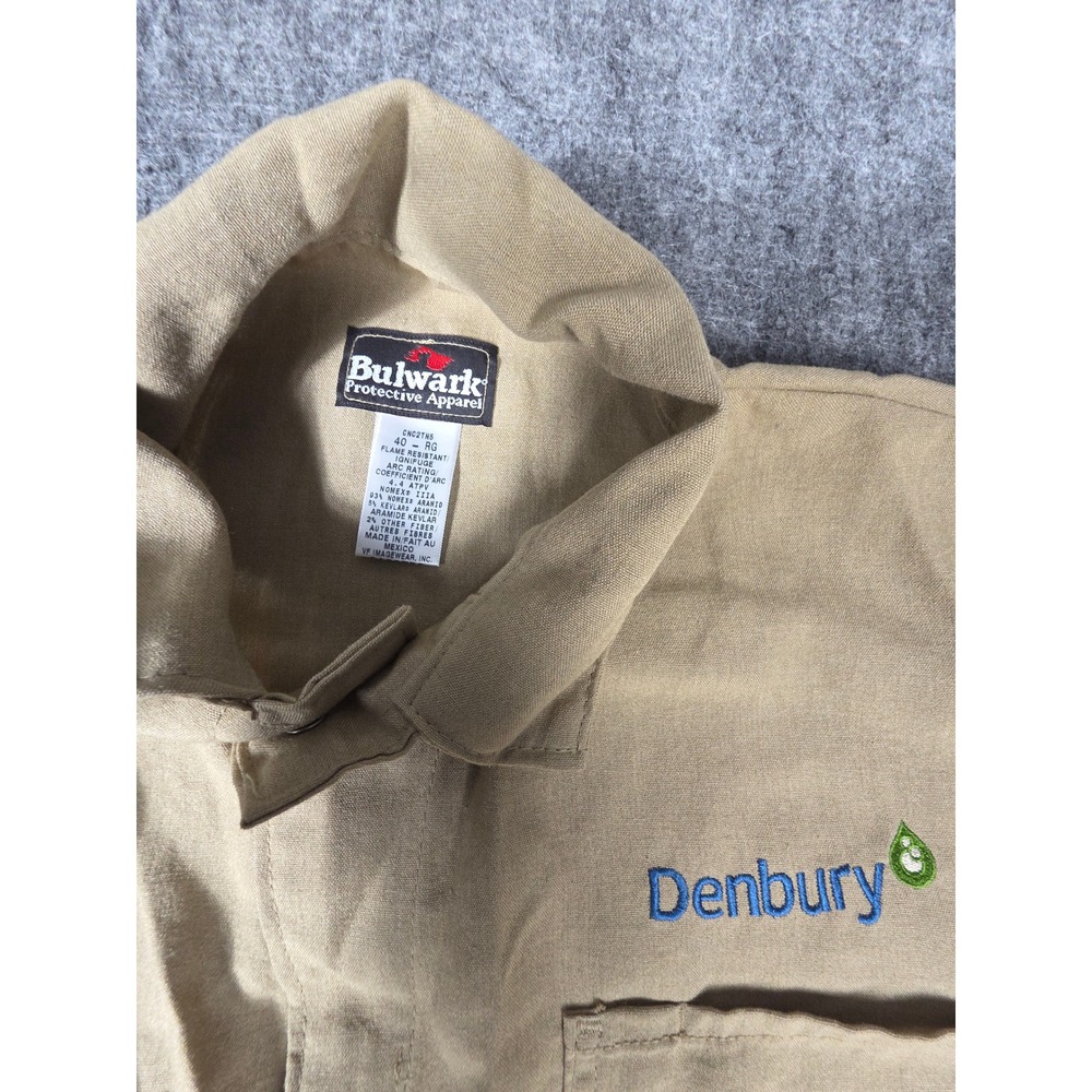 Mens Coveralls 40 RG Khaki Tan Flame Resistant Nomex Arc Rating Bulwark FR - Picture 3 of 11